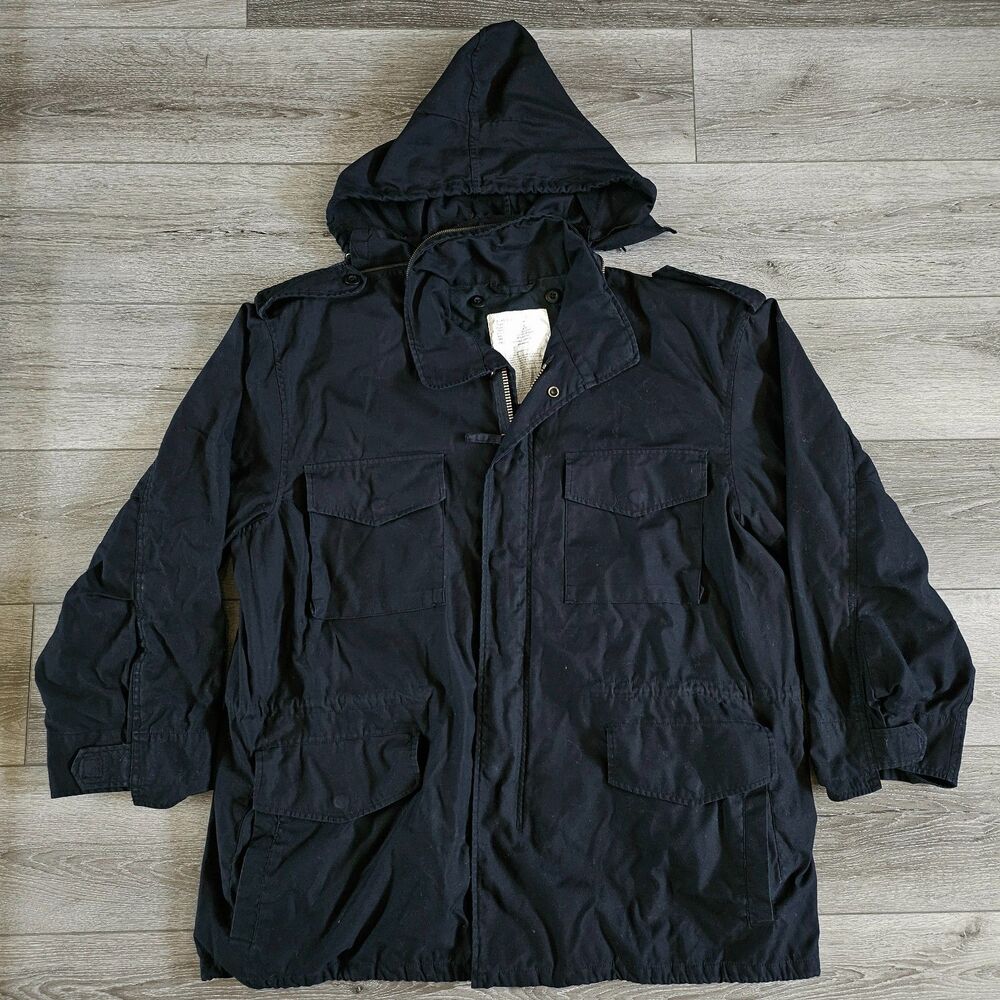 VTG Rothco Ultra Force US Army Jacket Mens XL Black Cold Weather Field Coat 80s